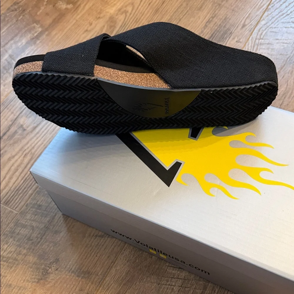 🆕 Volatile Ablette Black Crisscross Sandals